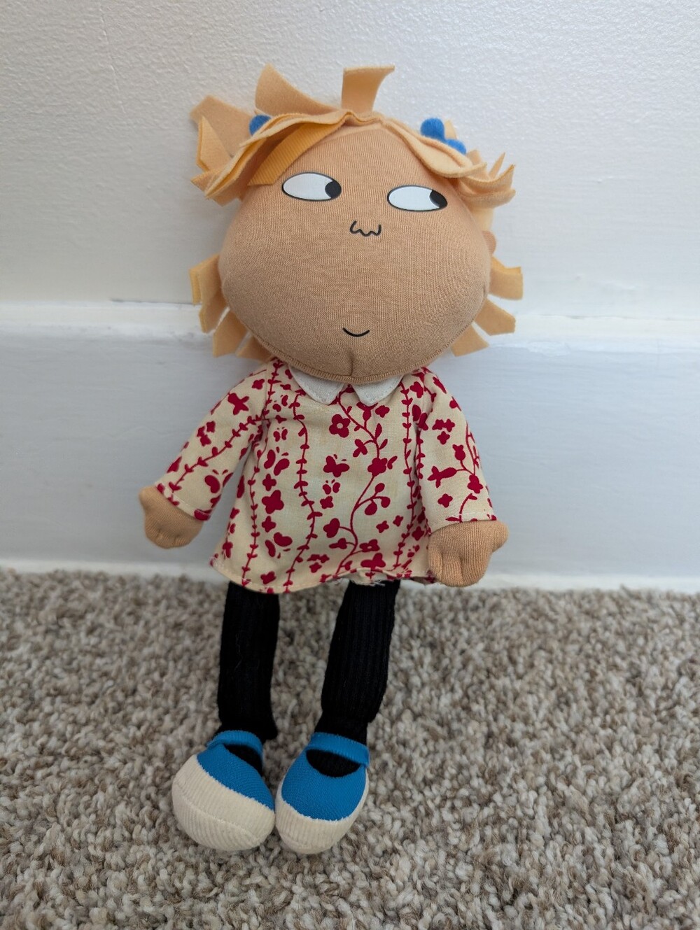 Vtg Charlie And Lola Lola Plush Kids Doll in Floral Dress Talking Toy Works